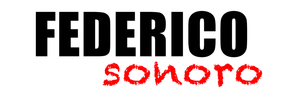 letras logo Federico en negro y sonoro en rojo